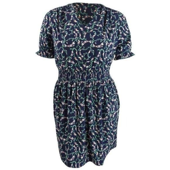 Maison Jules Floral Print Smocked Waist Dress NWT - Picture 6 of 8